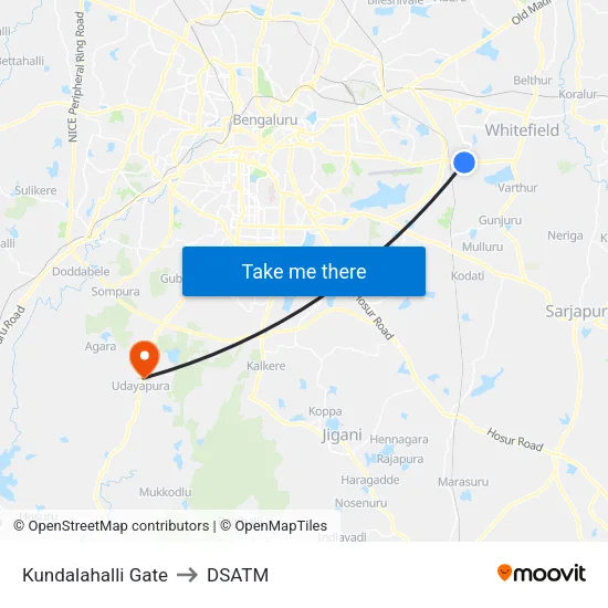 Kundalahalli Gate to DSATM map