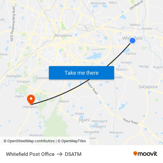 Whitefield Post Office to DSATM map