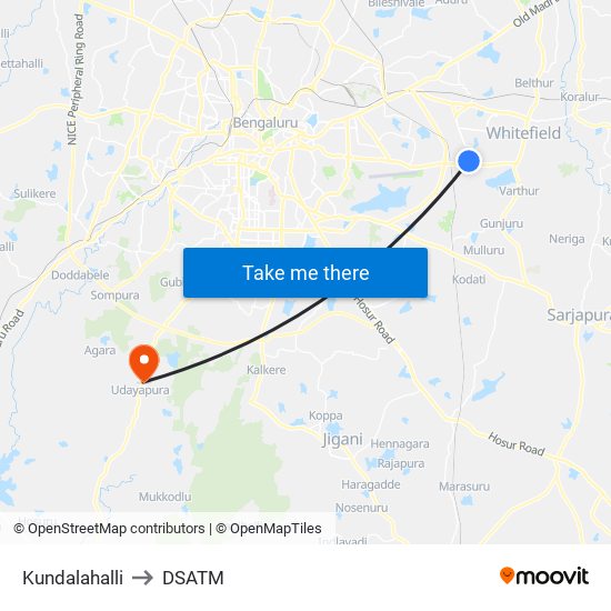 Kundalahalli to DSATM map