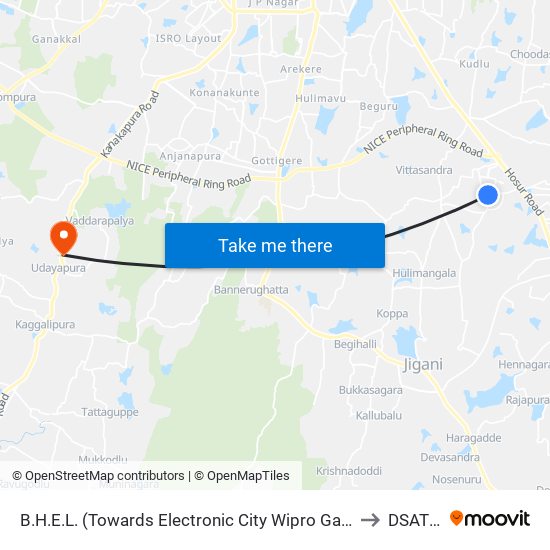 B.H.E.L. (Towards Electronic City Wipro Gate) to DSATM map