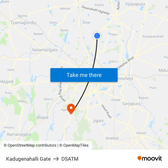 Kadugenahalli Gate to DSATM map