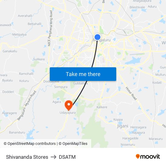 Shivananda Stores to DSATM map