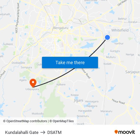 Kundalahalli Gate to DSATM map