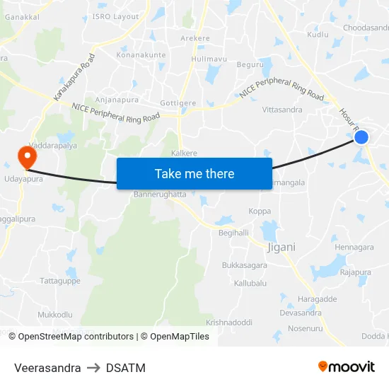 Veerasandra to DSATM map