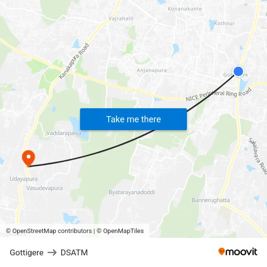 Gottigere to DSATM map