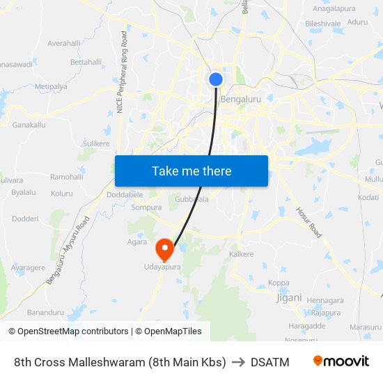 8th Cross Malleshwaram (8th Main Kbs) to DSATM map