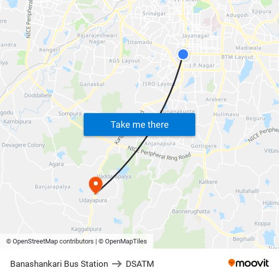 Banashankari Bus Station to DSATM map