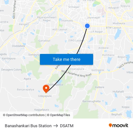 Banashankari Bus Station to DSATM map