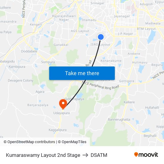 Kumaraswamy Layout 2nd Stage to DSATM map