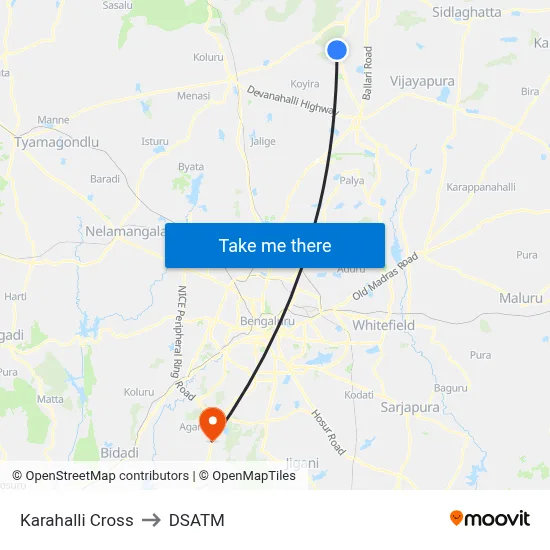 Karahalli Cross to DSATM map