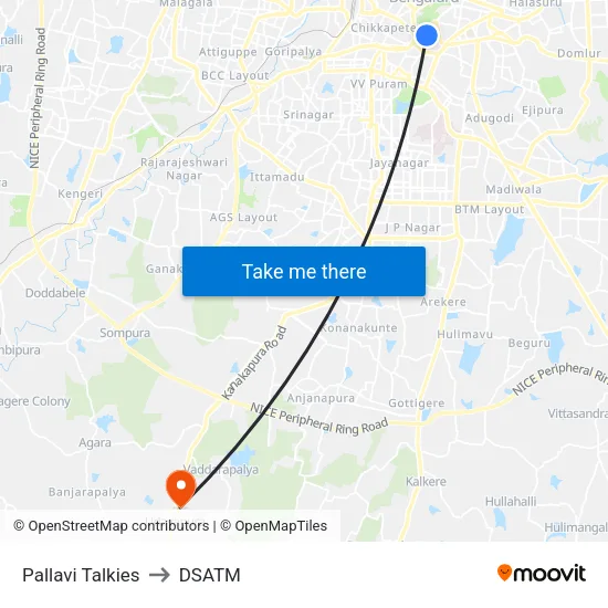 Pallavi Talkies to DSATM map