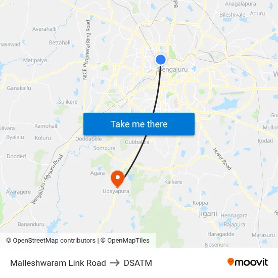 Malleshwaram Link Road to DSATM map