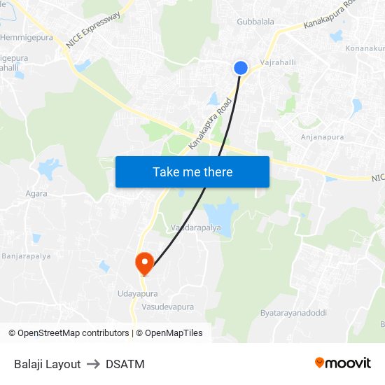 Balaji Layout to DSATM map