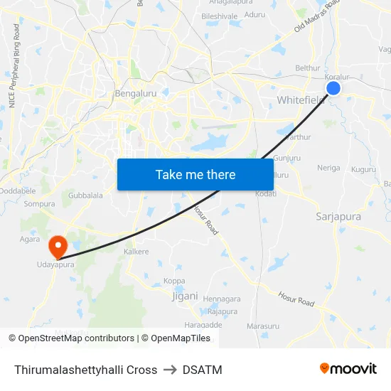 Thirumalashettyhalli Cross to DSATM map