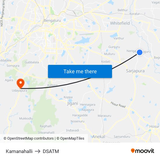 Kamanahalli to DSATM map