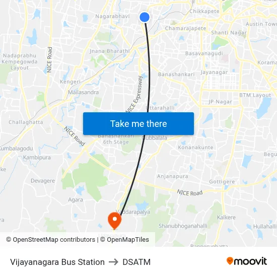 Vijayanagara Bus Station to DSATM map
