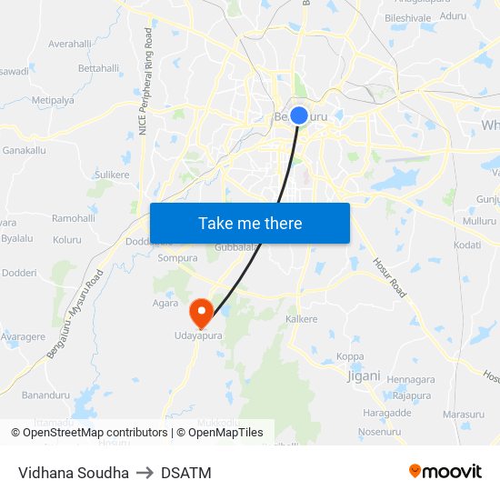 Vidhana Soudha to DSATM map