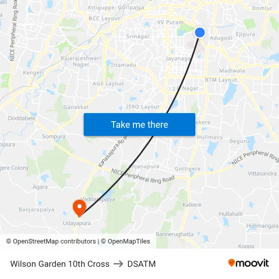 Wilson Garden 10th Cross to DSATM map