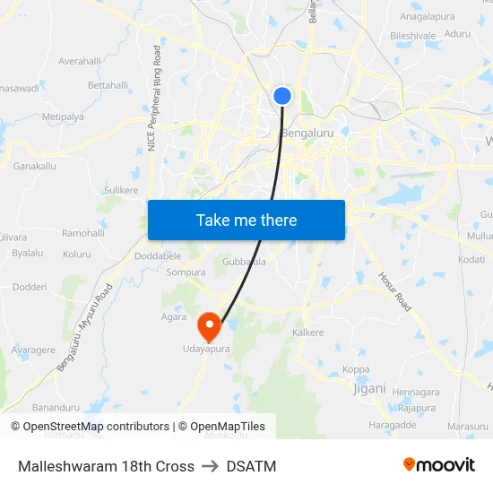 Malleshwaram 18th Cross to DSATM map