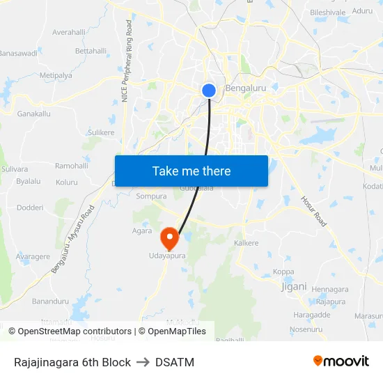 Rajajinagara 6th Block to DSATM map