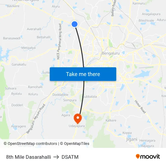 8th Mile Dasarahalli to DSATM map