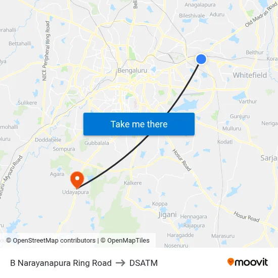 B Narayanapura Ring Road to DSATM map