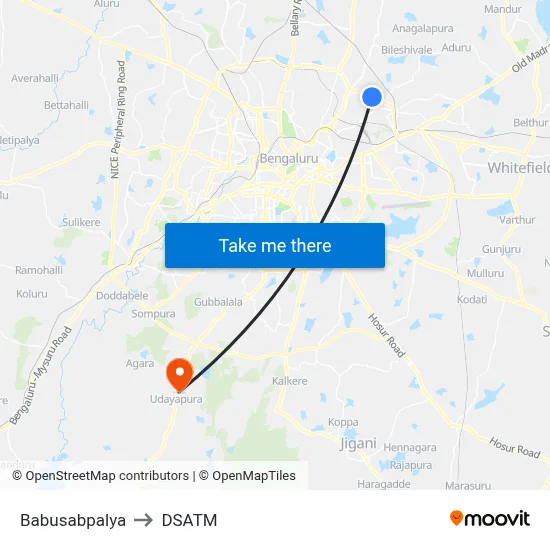 Babusabpalya to DSATM map