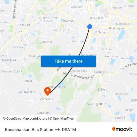 Banashankari Bus Station to DSATM map