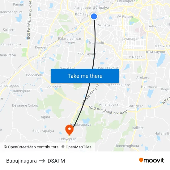 Bapujinagara to DSATM map