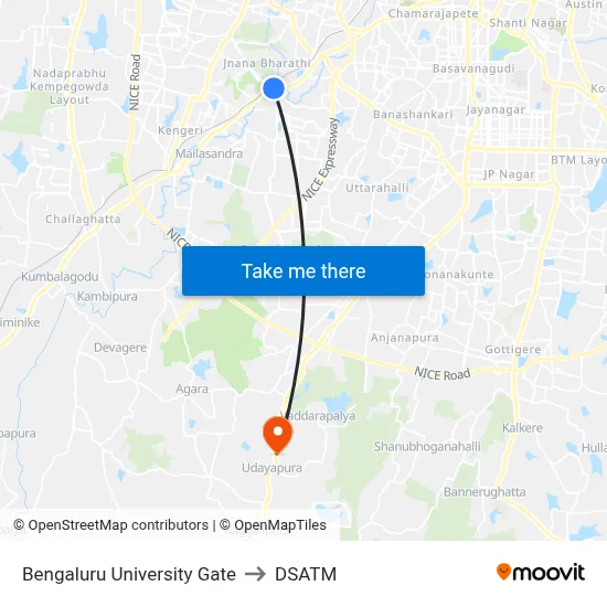 Bengaluru University Gate to DSATM map