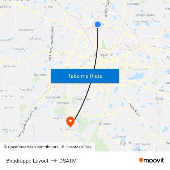 Bhadrappa Layout to DSATM map