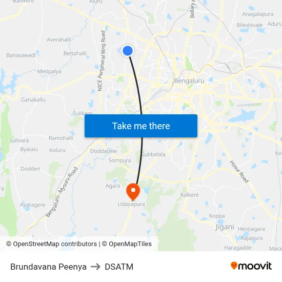 Brundavana Peenya to DSATM map