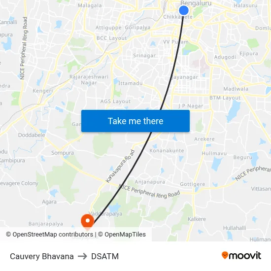 Cauvery Bhavana to DSATM map