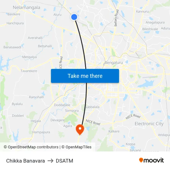 Chikka Banavara to DSATM map