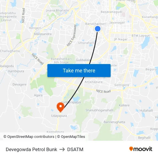 Devegowda Petrol Bunk to DSATM map
