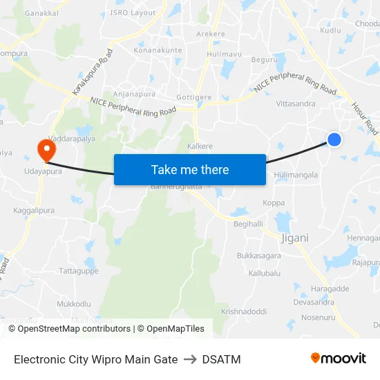 Electronic City Wipro Main Gate to DSATM map