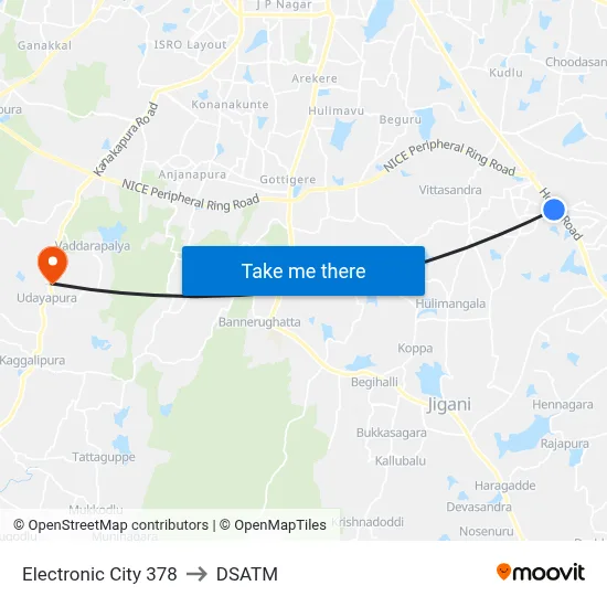 Electronic City 378 to DSATM map