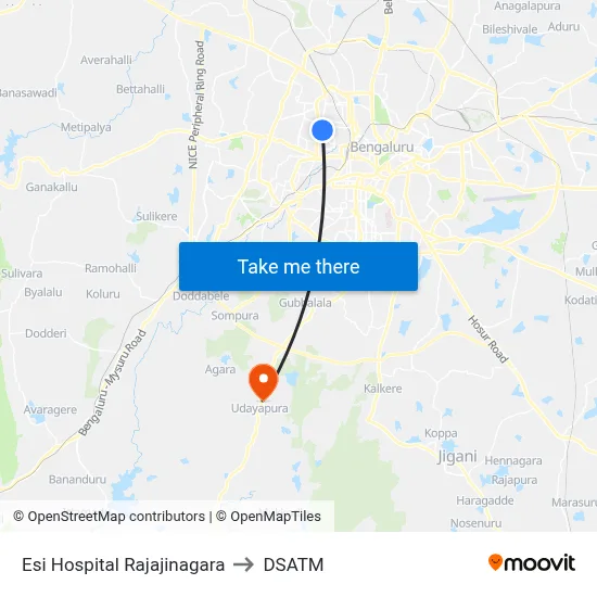 Esi Hospital Rajajinagara to DSATM map