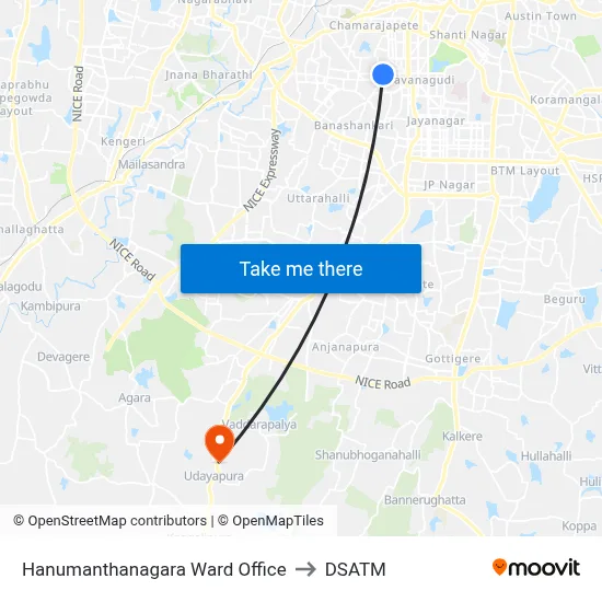 Hanumanthanagara Ward Office to DSATM map