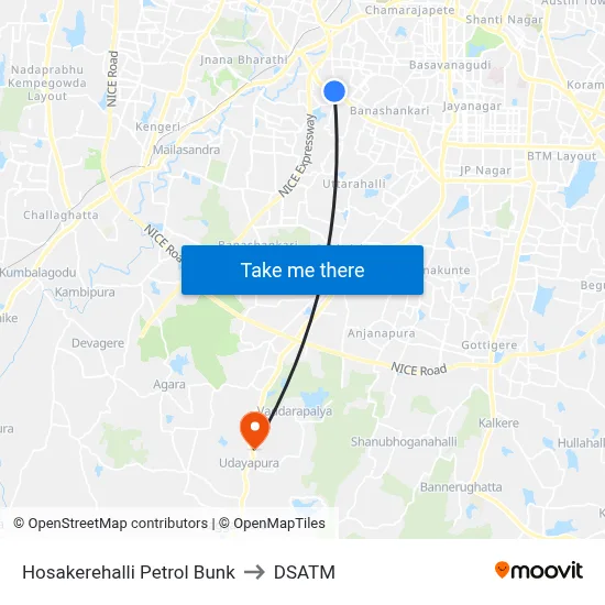 Hosakerehalli Petrol Bunk to DSATM map