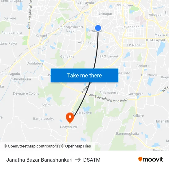 Janatha Bazar Banashankari to DSATM map