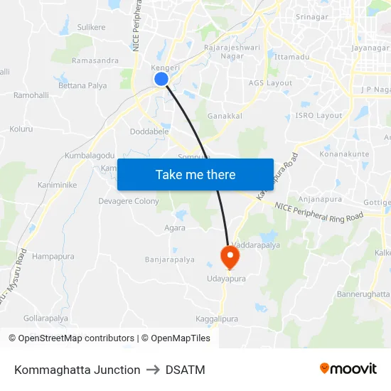 Kommaghatta Junction to DSATM map