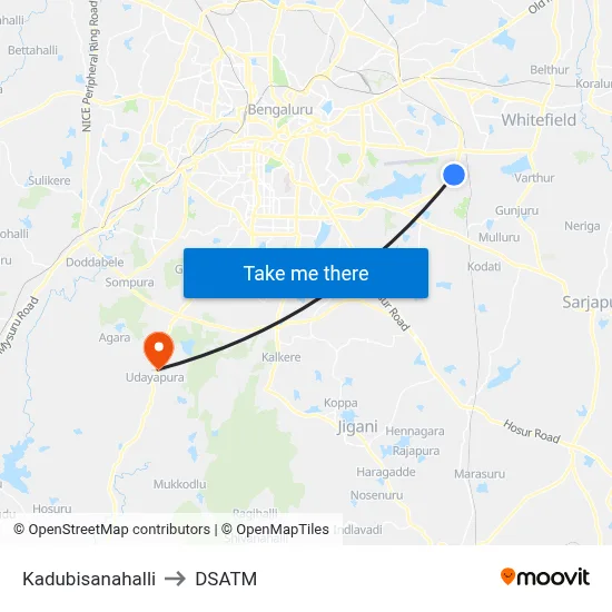 Kadubisanahalli to DSATM map