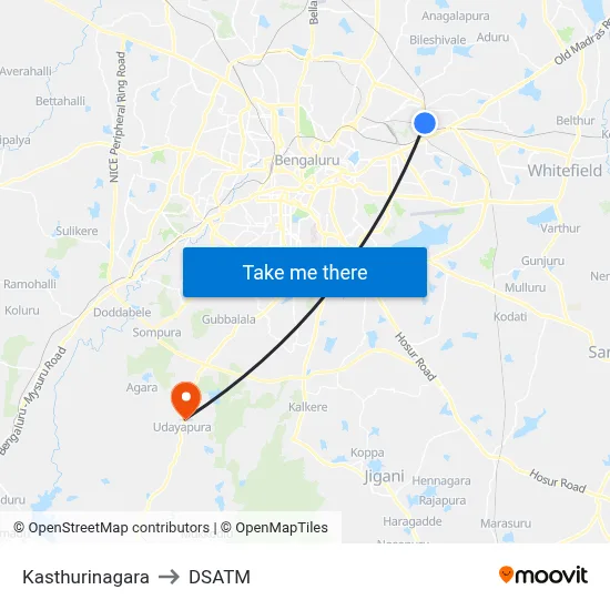 Kasthurinagara to DSATM map