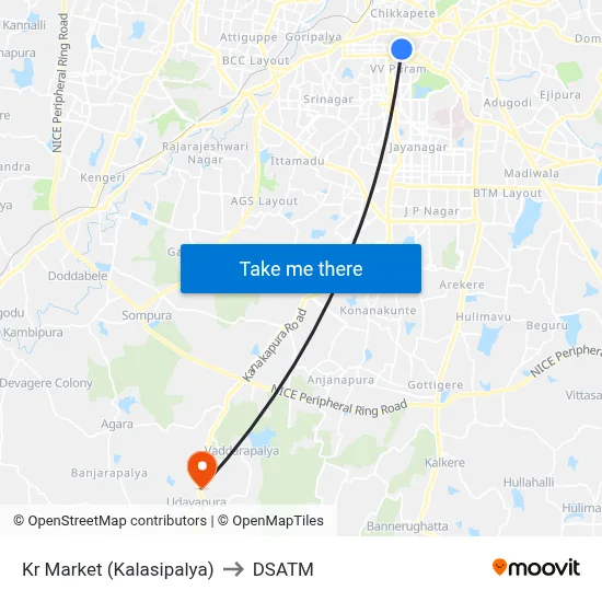 Kr Market (Kalasipalya) to DSATM map
