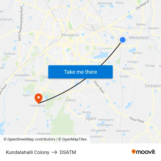 Kundalahalli Colony to DSATM map