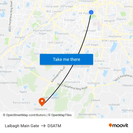 Lalbagh Main Gate to DSATM map