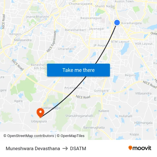 Muneshwara Devasthana to DSATM map