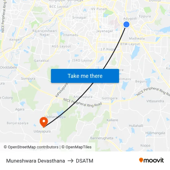 Muneshwara Devasthana to DSATM map