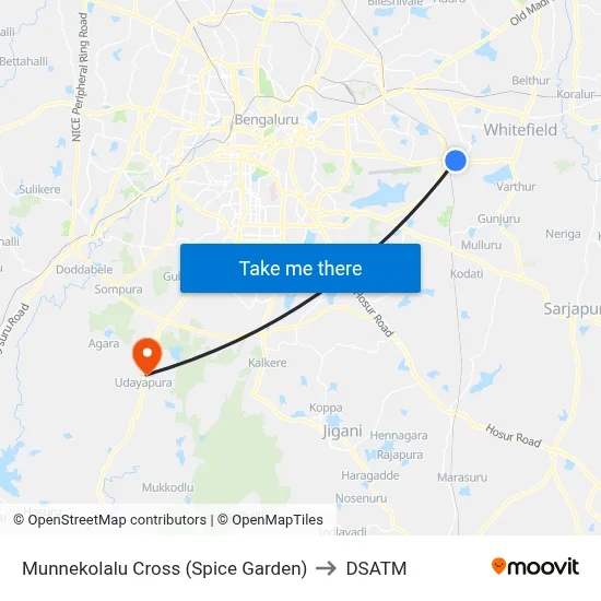Munnekolalu Cross (Spice Garden) to DSATM map